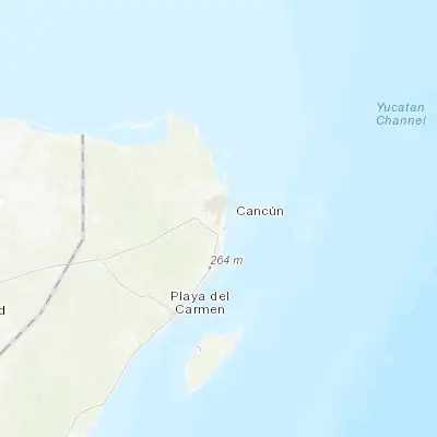 Map showing location of Alfredo V. Bonfil (21.087760, -86.847060)
