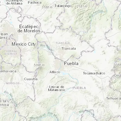 Map showing location of Almecatla (19.142860, -98.235970)