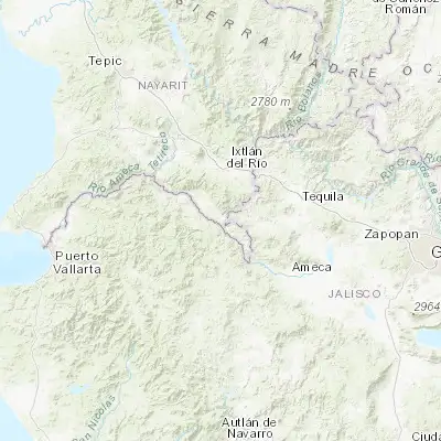 Map showing location of Amatlán de Cañas (20.806990, -104.404080)