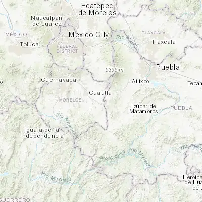 Map showing location of Amilcingo (18.742740, -98.770890)