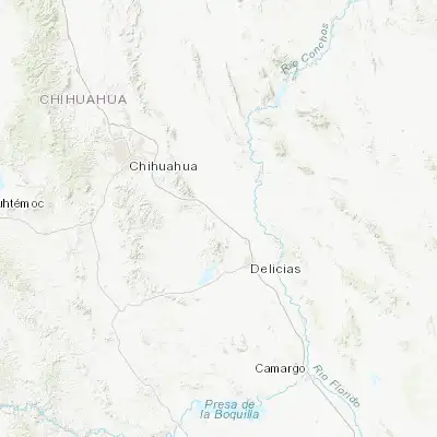 Map showing location of Ampliación Colonia Lázaro Cárdenas (28.383330, -105.616670)