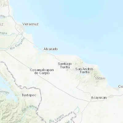 Map showing location of Ángel R. Cabada (18.596010, -95.445800)