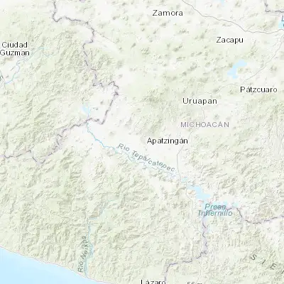 Map showing location of Apatzingán (19.088640, -102.357040)