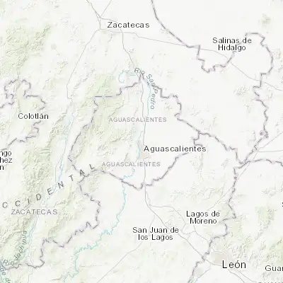 Map showing location of Arboledas Paso Blanco [Fraccionamiento] (21.963610, -102.301940)