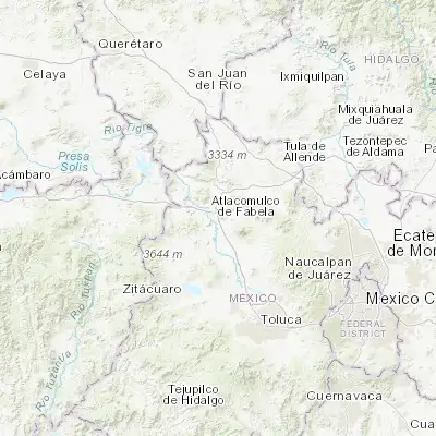 Map showing location of Atlacomulco de Fabela (19.799190, -99.875000)