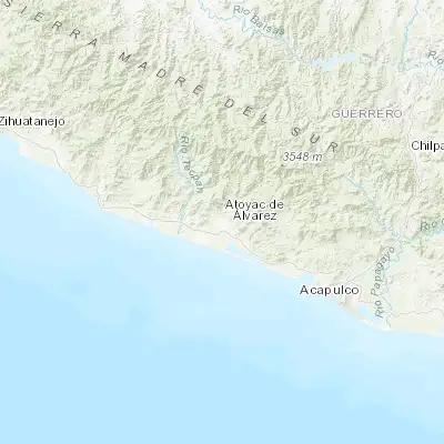 Map showing location of Atoyac de Álvarez (17.206670, -100.433060)