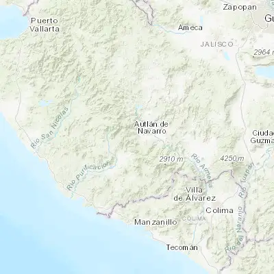 Map showing location of Autlán de Navarro (19.768220, -104.366640)