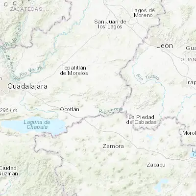 Map showing location of Ayotlán (20.529070, -102.326200)