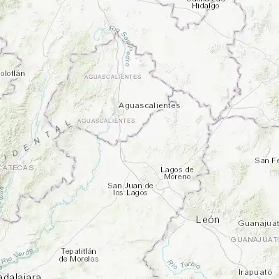 Map showing location of Bajío de San José (21.675250, -102.116060)