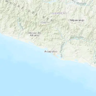 Map showing location of Bajos del Ejido (16.960860, -99.971690)