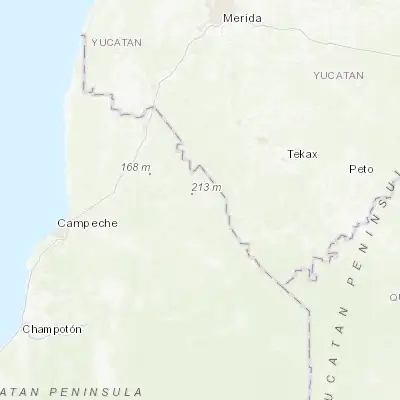 Map showing location of Bolonchén de Rejón (20.003860, -89.746630)