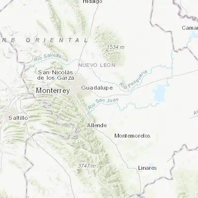 Map showing location of Cadereyta Jiménez (25.588960, -100.001560)