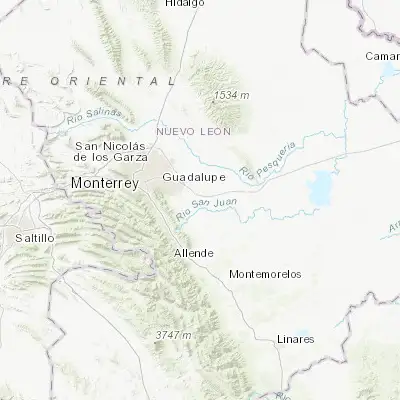Map showing location of Cadereyta (25.583330, -99.983330)