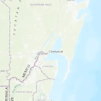Map showing location of Calderitas (18.555640, -88.255180)