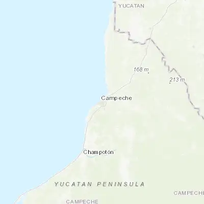 Map showing location of Campeche (19.843860, -90.525540)