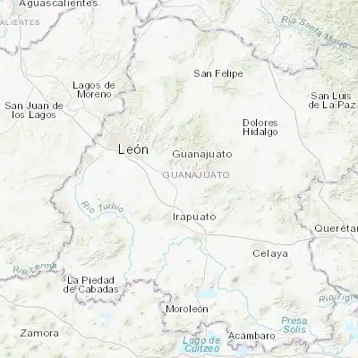 Map showing location of Cañada de Bustos (20.904360, -101.312600)