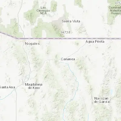 Map showing location of Cananea (30.986990, -110.290620)