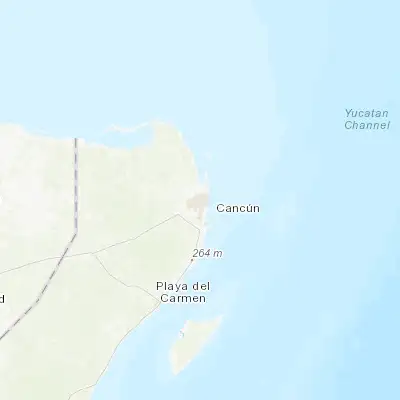Map showing location of Cancún (21.174290, -86.846560)