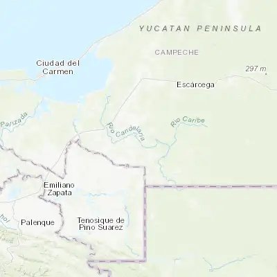 Map showing location of Candelaria (18.185740, -91.045340)