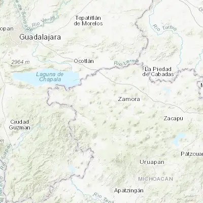 Map showing location of Chavinda (20.006250, -102.460150)