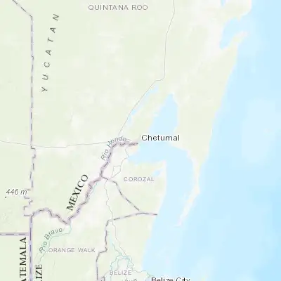Map showing location of Chetumal (18.514130, -88.303810)