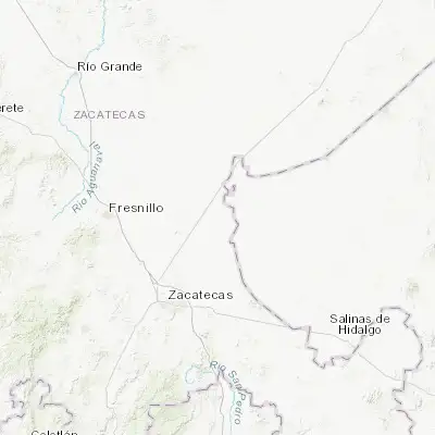 Map showing location of Chupaderos (23.158830, -102.325350)