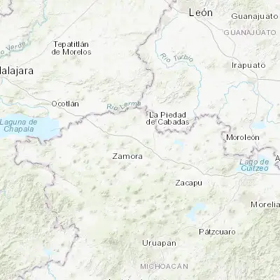 Map showing location of Churintzio (20.150560, -102.064690)