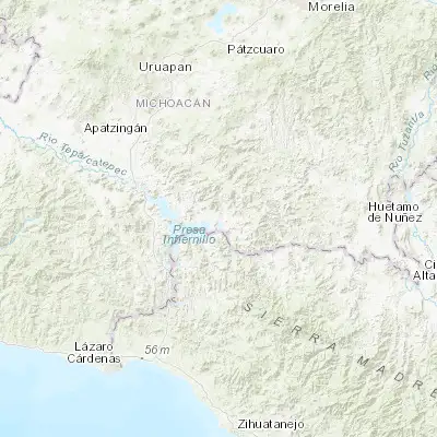 Map showing location of Churumuco de Morelos (18.663330, -101.647410)
