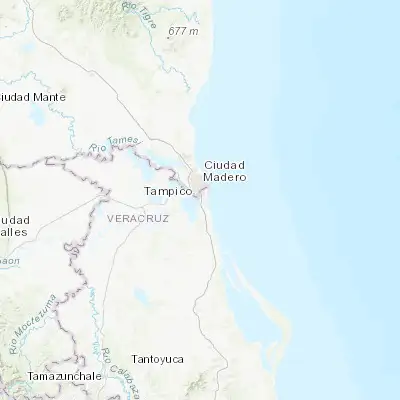 Map showing location of Ciudad Cuauhtémoc (22.184390, -97.834720)
