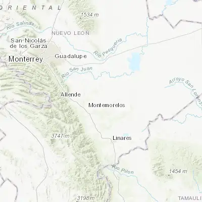 Map showing location of Ciudad General Terán (25.258570, -99.683710)