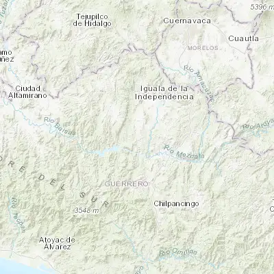 Map showing location of Coacoyula de Álvarez (18.076350, -99.630500)