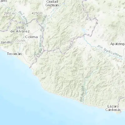 Map showing location of Coalcomán de Vázquez Pallares (18.777500, -103.160000)