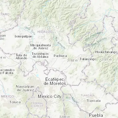 Map showing location of Colinas de Plata (20.078330, -98.726670)
