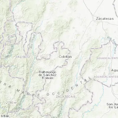 Map showing location of Colotlán (22.112990, -103.267070)