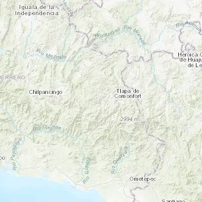 Map showing location of Copanatoyac (17.463350, -98.713620)