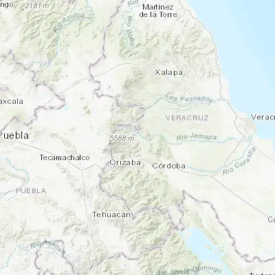 Map showing location of Coscomatepec de Bravo (19.072750, -97.046850)
