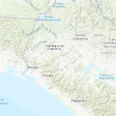 Map showing location of Cristóbal Obregón (16.432460, -93.456890)