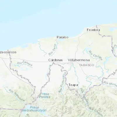Map showing location of Cunduacán (18.065570, -93.173020)
