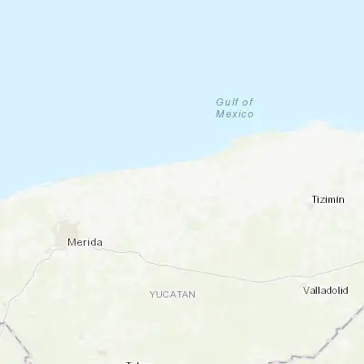 Map showing location of Dzilam González (21.280980, -88.929570)