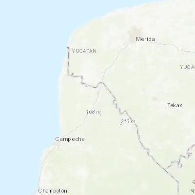 Map showing location of Dzitbalché (20.318570, -90.056110)