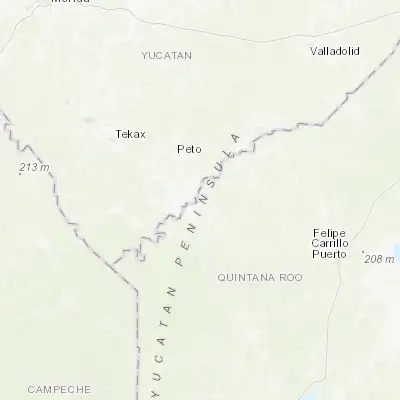 Map showing location of Dziuche (19.897440, -88.809490)