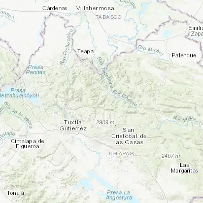 Map showing location of El Bosque (17.062730, -92.721470)