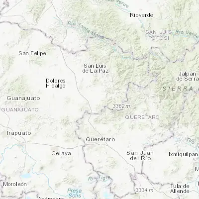 Map showing location of El Capulín (21.040430, -100.322200)