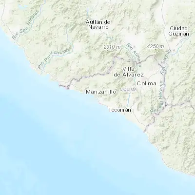 Map showing location of El Colomo (19.061010, -104.258530)