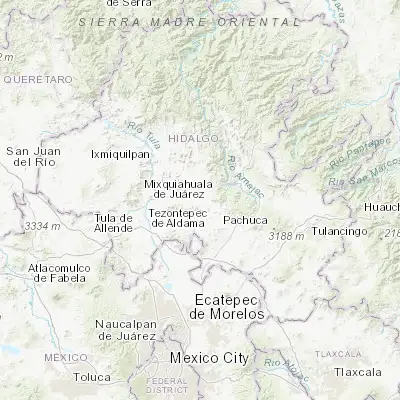 Map showing location of El Huaxtho (20.234440, -98.962220)
