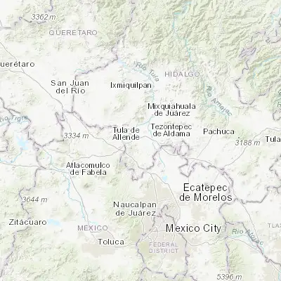 Map showing location of El Llano (20.065370, -99.319760)