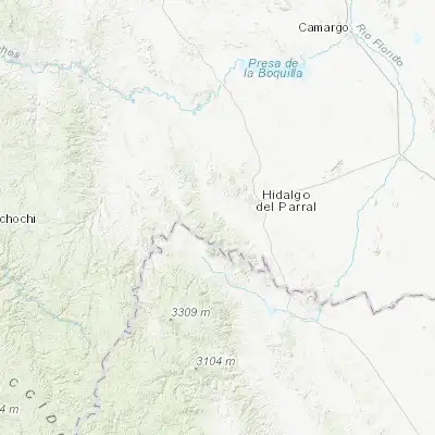 Map showing location of El Oro (26.863200, -105.848380)