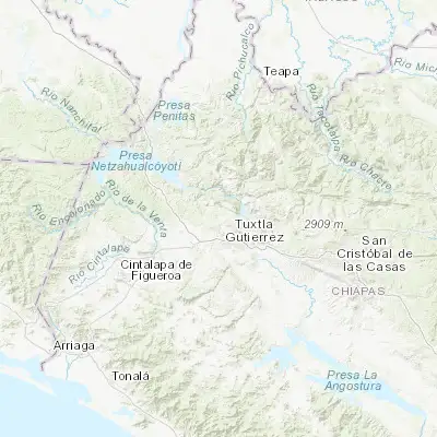 Map showing location of El Progreso (16.876940, -93.222220)