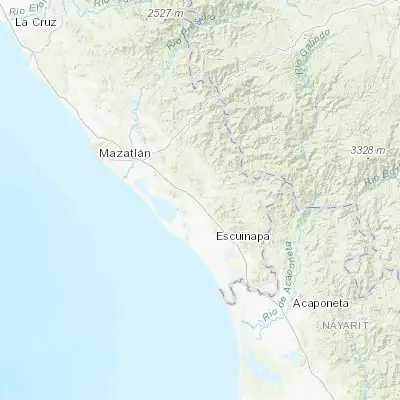 Map showing location of El Rosario (22.992070, -105.856970)