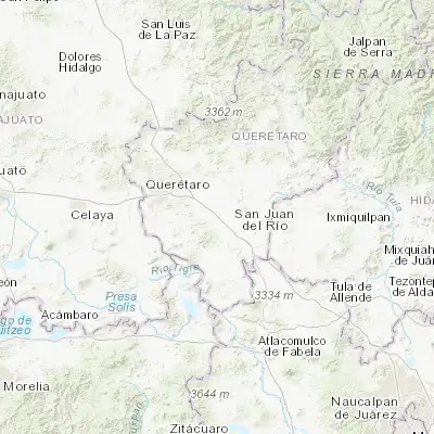 Map showing location of El Saúz (20.477740, -100.115400)